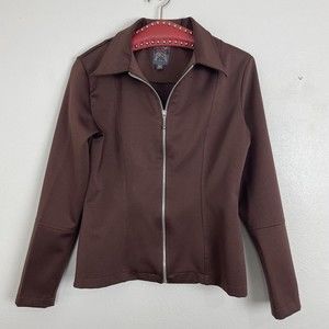 Vintage Y2K Mania Zip-up Blazer Jacket Brown Small
